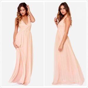 Lulu's Strike A Minerva Peach Maxi Dress Gown